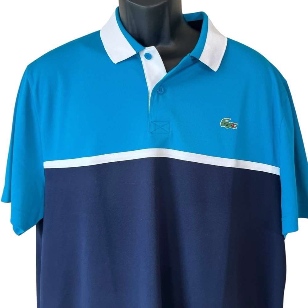LACOSTE SPORT ULTRA DRY RESISTANT PIQUÉ COLOR-BLOCK POLO SHIRT - Picture 3 of 11